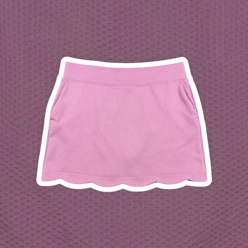 Pebble Beach Dry-Luxe Golf Skort Womens S Pink Scalloped Hem Performance Skirt